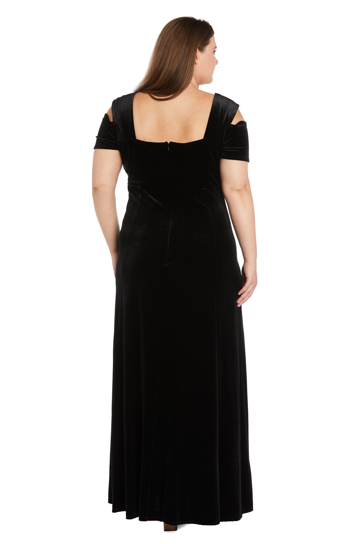 Plus Size Dresses Long Slit Velvet Formal Plus Size Dress Black