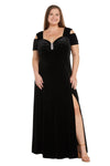 Plus Size Dresses Long Slit Velvet Formal Plus Size Dress Black