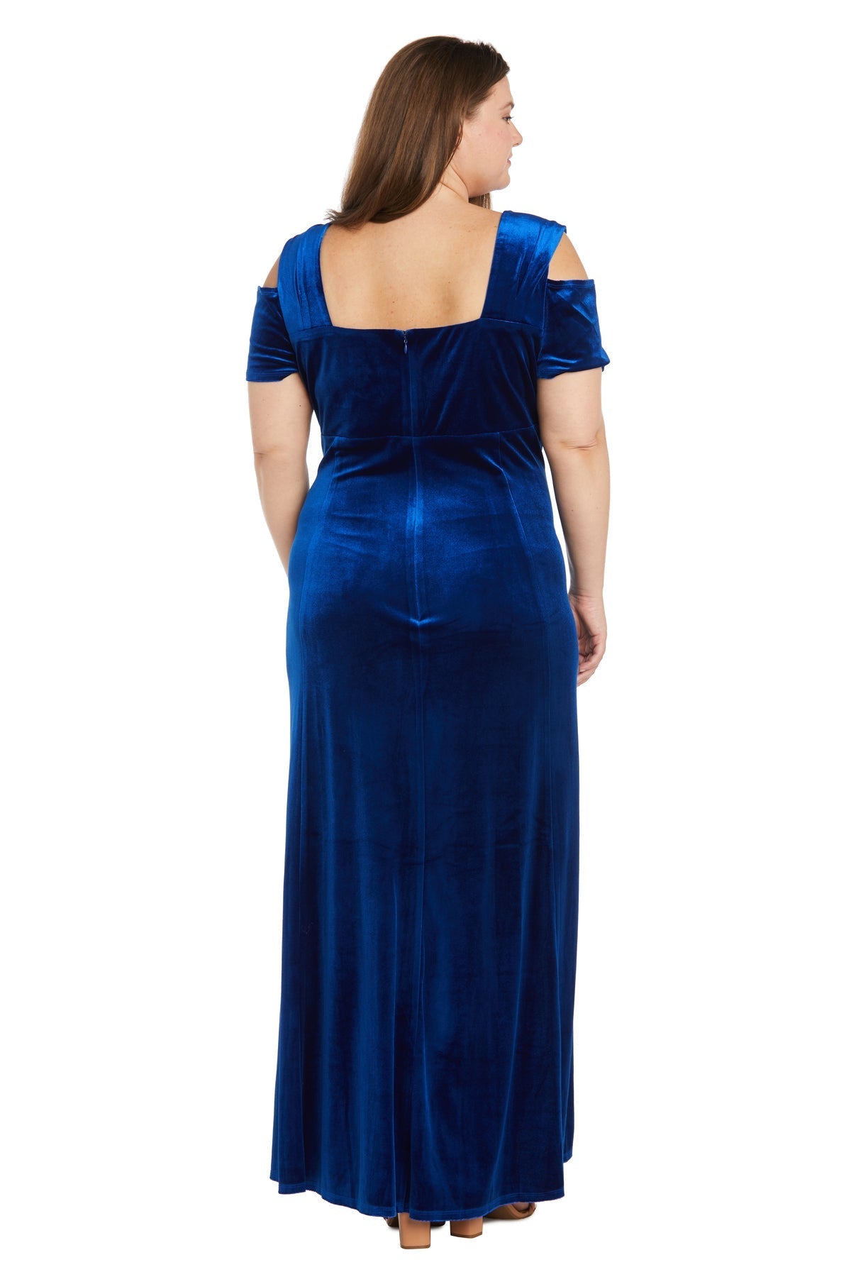 Plus Size Dresses Long Slit Velvet Formal Plus Size Dress Royal