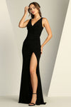 Prom Dresses Prom Long Fitted Slit Formal Dress Black