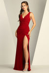 Prom Dresses Prom Long Fitted Slit Formal Dress Burgundy