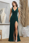 Prom Dresses Prom Long Fitted Slit Formal Dress Emerald