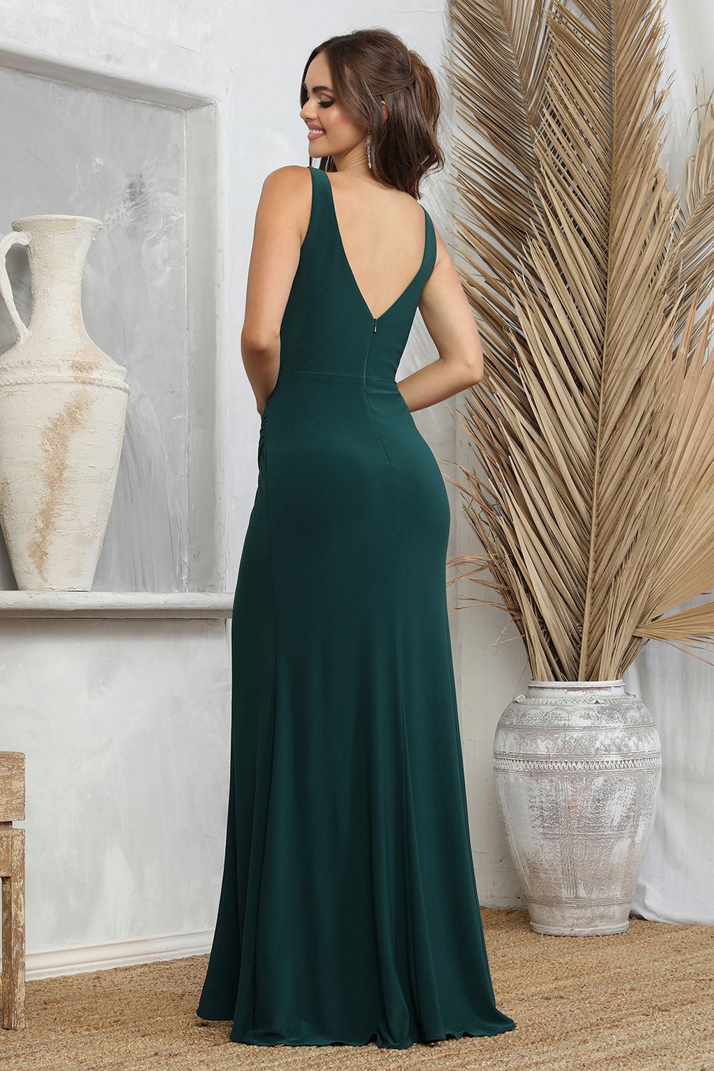 Prom Dresses Prom Long Fitted Slit Formal Dress Emerald