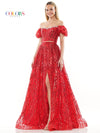 Prom Dresses Prom Long Off Shoulder Glitter Mesh Ball Gown Red