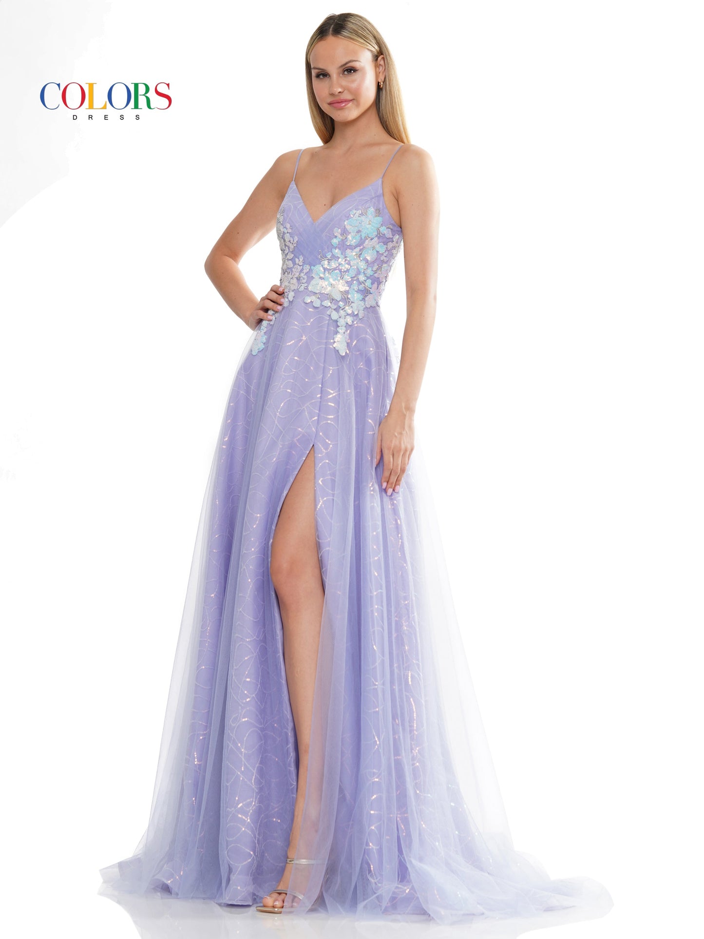 Prom Dresses Prom Long Spaghetti Strap Glitter Ball Gown Lilac