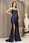 Prom Dresses Long Formal Lace Slit Prom Dress Navy