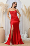 Prom Dresses Long Formal Lace Slit Prom Dress Red