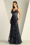 Prom Dresses Long Lace Formal Fitted Evening Prom Dress  Navy