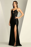 Prom Dresses Long Slit Evening Gown Fitted Formal Prom Dress  Black