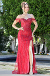 Prom Dresses Formal Long Fitted Slit Beaded Prom Dress Burgundy