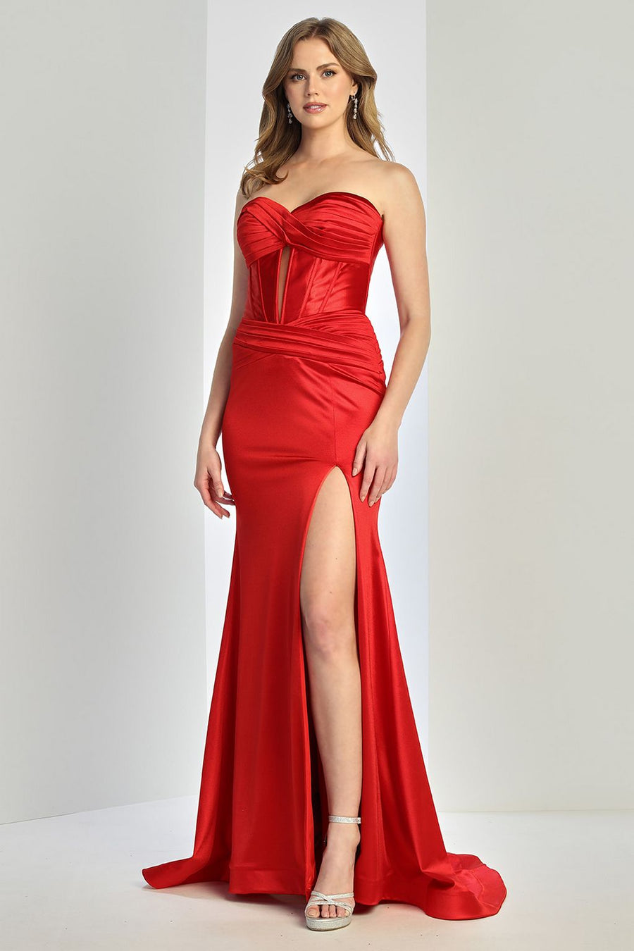 Prom Dresses Long Pleated Corset Formal Evening Prom Dress Red