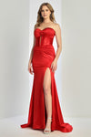 Prom Dresses Long Pleated Corset Formal Evening Prom Dress Red