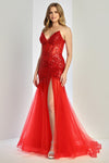 Prom Dresses Long Mermaid Formal Beaded Corset Prom Dress Red