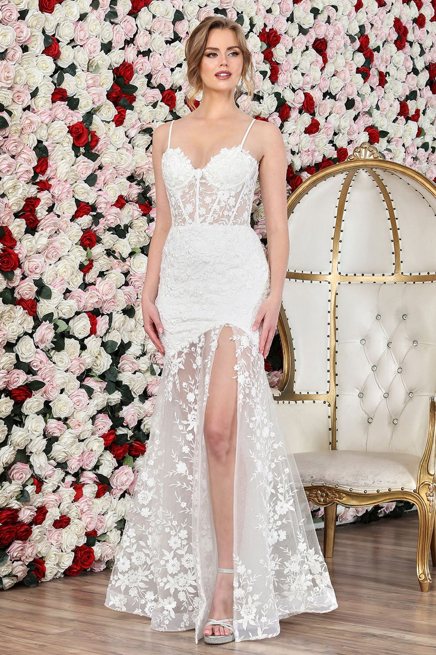 Wedding Dresses Simple Long Mermaid Lace Corset Wedding Dress Off White