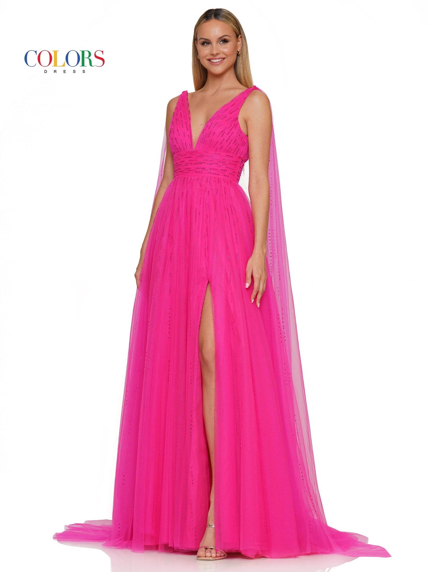 Prom Dresses Long Formal Beaded mesh A Line Prom Dress Magenta