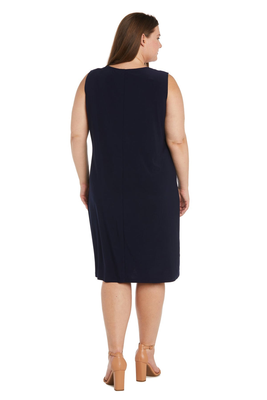 Plus Size Dresses Short Printed Jacket Mother of the Bride Dress Navy/Silver