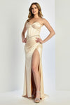 Prom Dresses Prom Pleated Long Formal Corset Beaded Drress Champagne