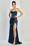 Prom Dresses Prom Pleated Long Formal Corset Beaded Drress French Navy