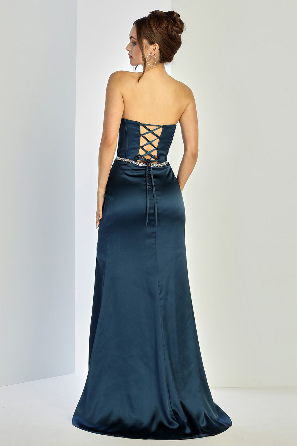 Prom Dresses Prom Pleated Long Formal Corset Beaded Drress French Navy