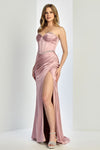Prom Dresses Prom Pleated Long Formal Corset Beaded Drress Rose