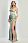 Prom Dresses Prom Pleated Long Formal Corset Beaded Drress Sage