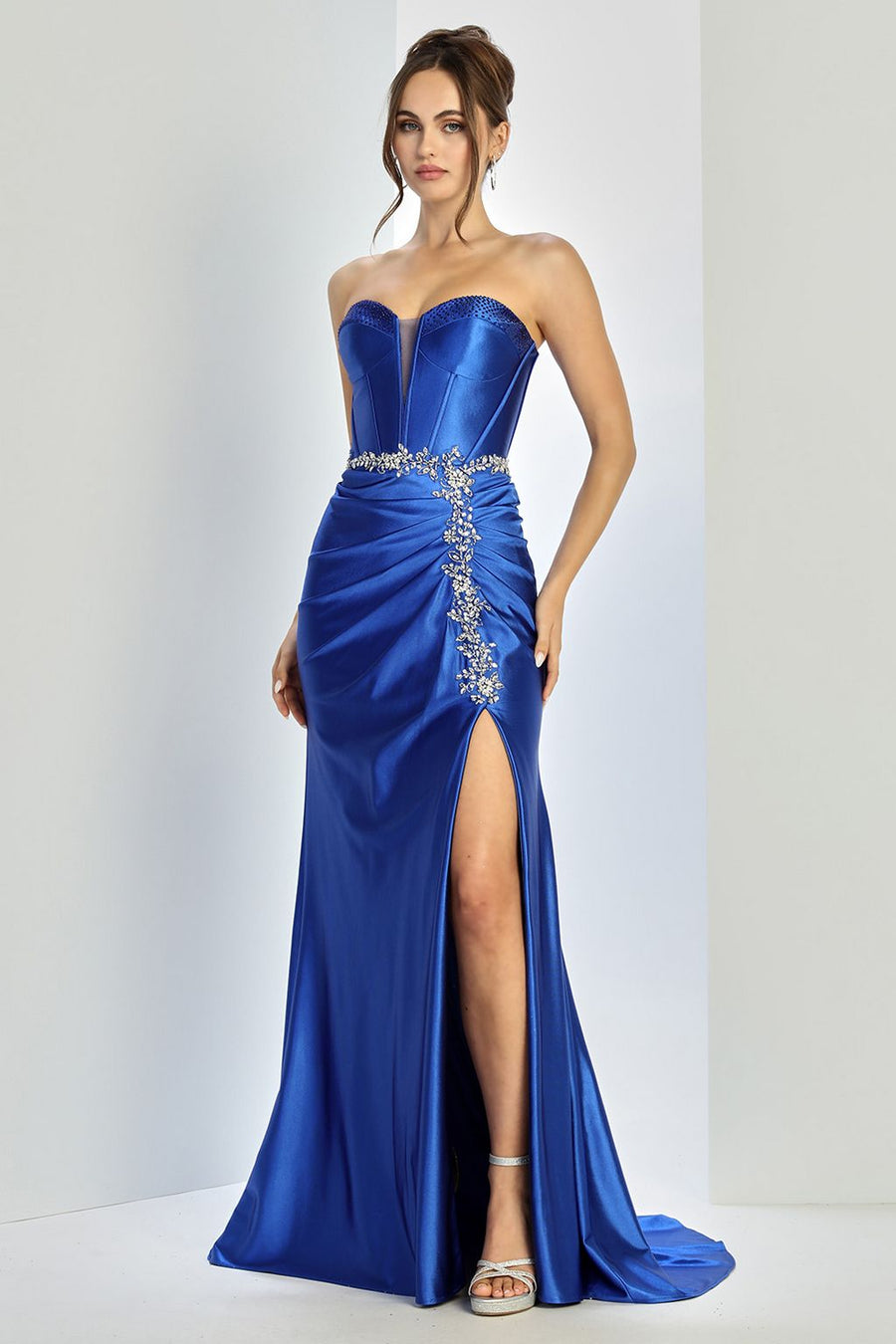 Prom Dresses Prom Corset Long Formal Slit Beaded Dress Royal Blue