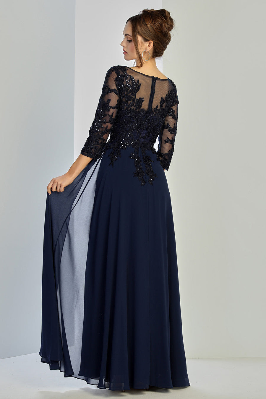 Formal Dresses Plus Size Long Formal A Line Applique Evening Dress Navy