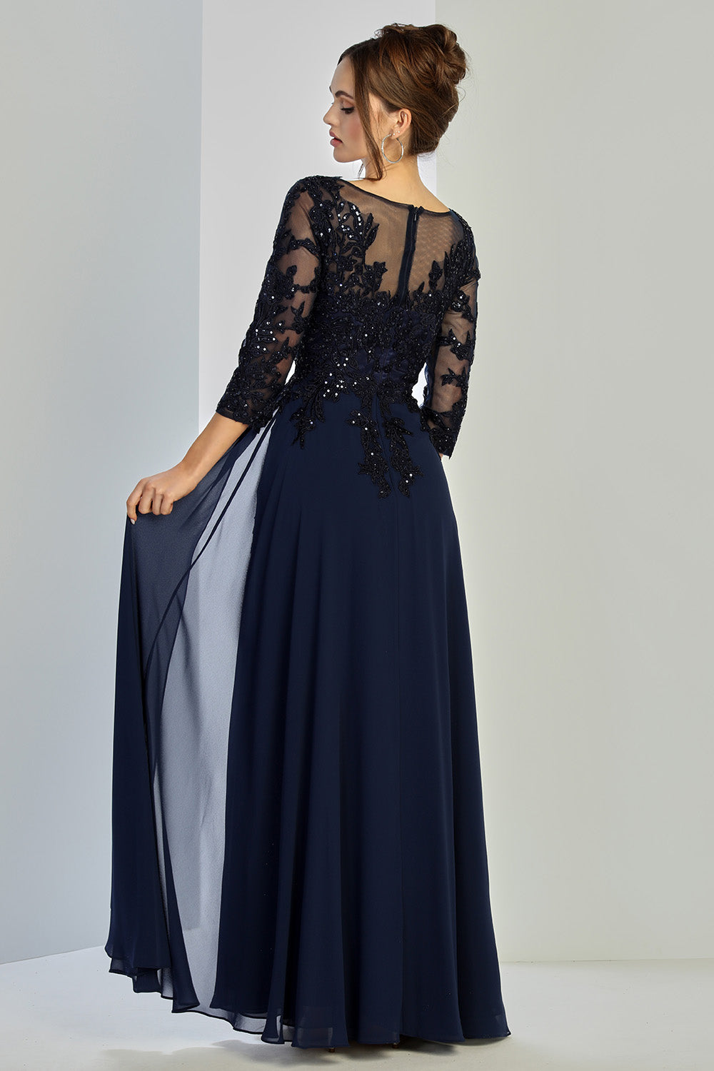 Formal Dresses Plus Size Long Formal A Line Applique Evening Dress Navy