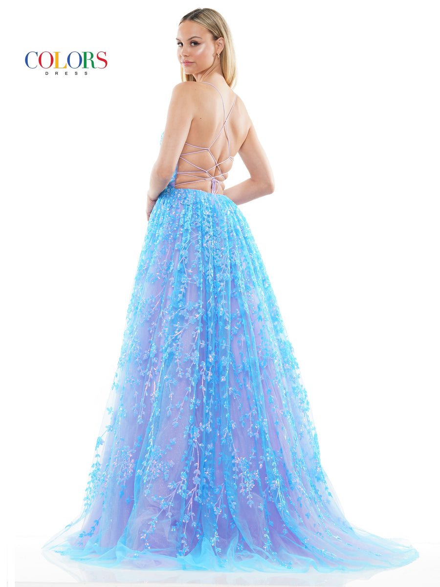 Prom Dresses Long Spaghetti Strap Sequin Prom Ball Gown Blue Lilac