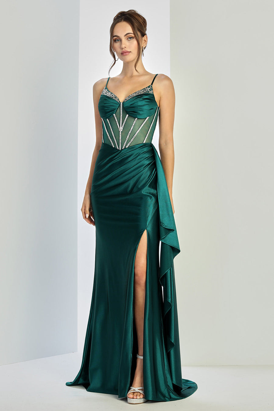 Prom Dresses Beaded Prom Long Corset Formal Dress Emerald