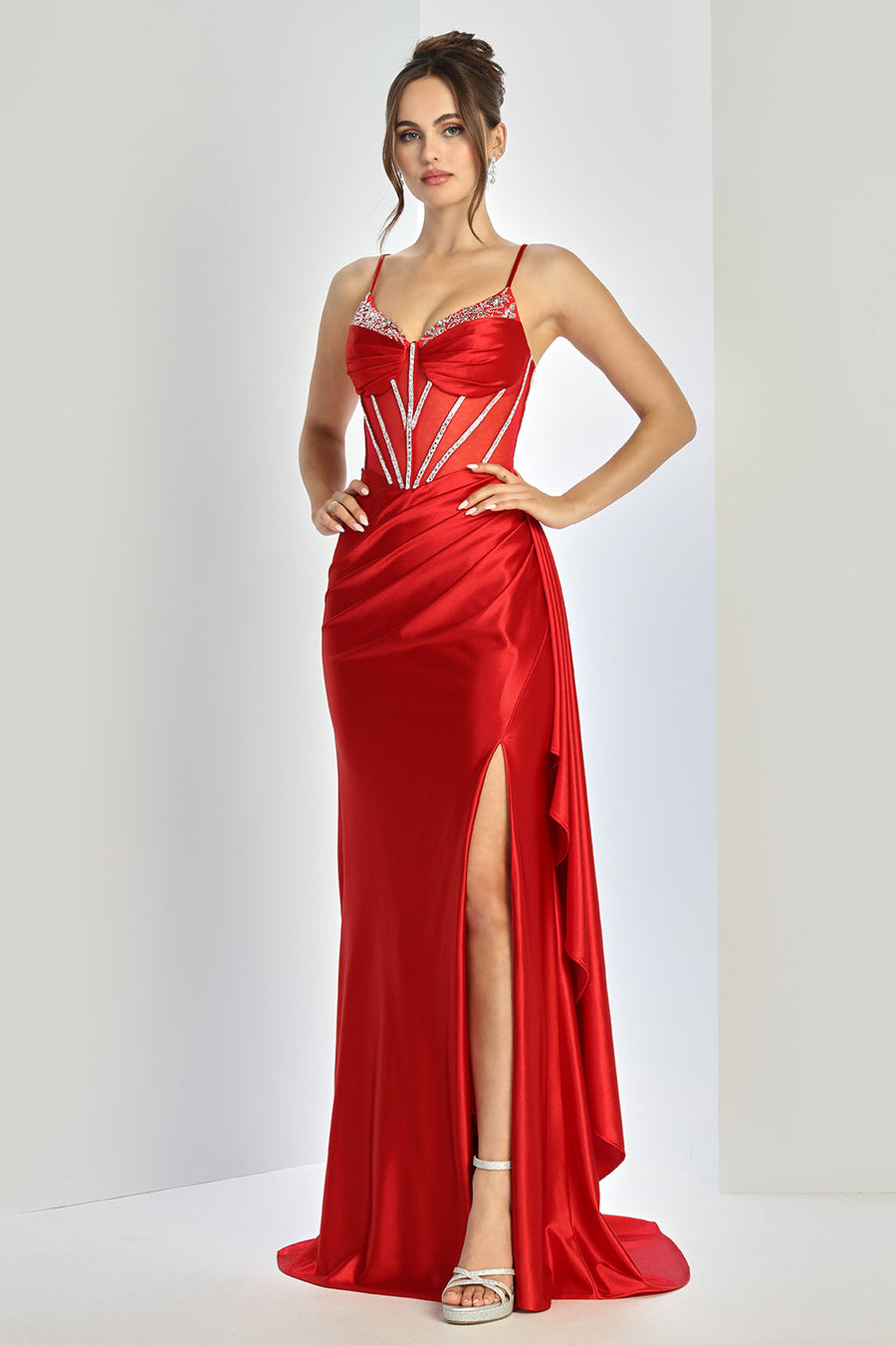 Prom Dresses Beaded Prom Long Corset Formal Dress Red