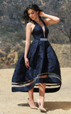 Prom Dresses  Pleated High Low Formal Evening Dress Navy