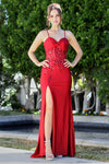 Prom Dresses Fitted Slit Long Formal Glitter Corset Prom Dress Burgundy
