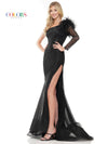 Prom Dresses Long One Shoulder Feather Prom Dress Black