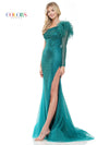Prom Dresses Long One Shoulder Feather Prom Dress Deep Green