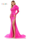 Prom Dresses Long One Shoulder Feather Prom Dress Hot Pink