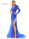 Prom Dresses Long One Shoulder Feather Prom Dress Royal