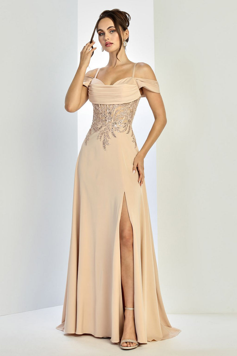 Prom Dresses A Line Long Formal Pleated Corset Evening Prom Dress Champagne