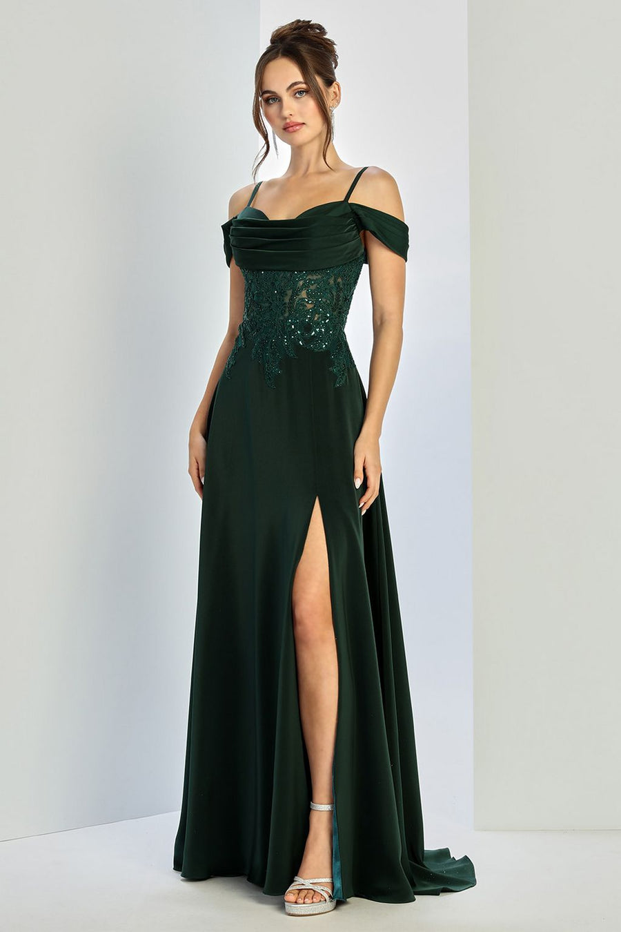 Prom Dresses A Line Long Formal Pleated Corset Evening Prom Dress Emerald