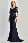 Plus Size Dresses Fitted Long Formal Plus Size Evening Dress Navy