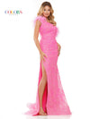 Prom Dresses Long One Shoulder Fitted Feather Prom Dress Hot Pink