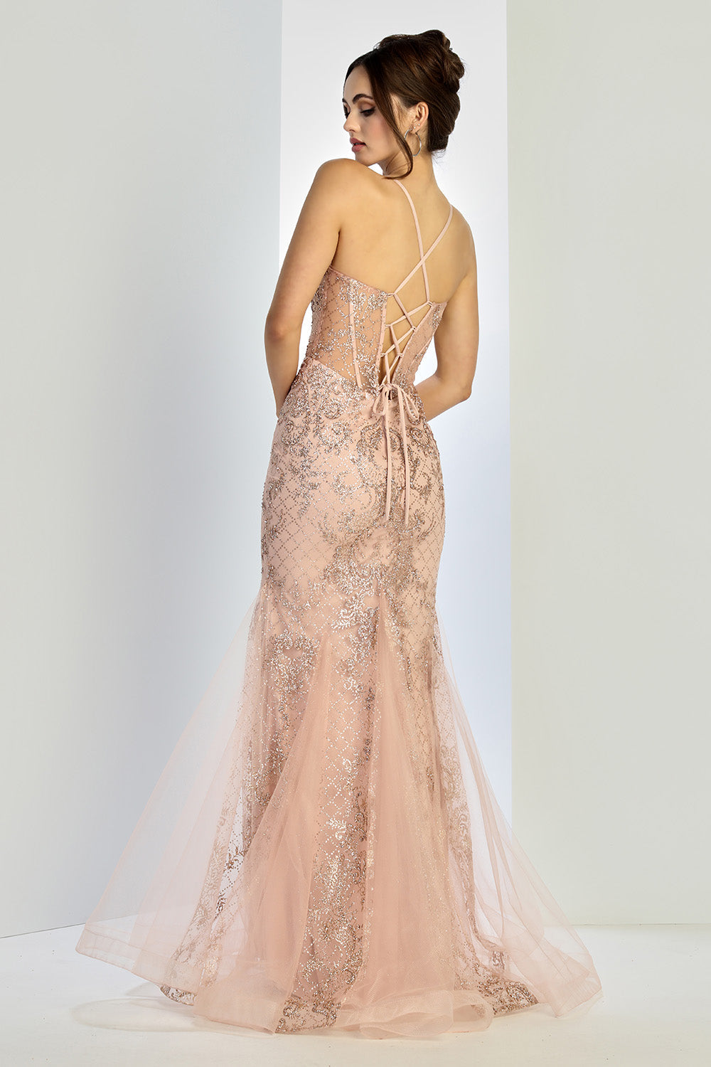 Prom Dresses Prom Mermaid Formal Long Corset Beaded Dress Rose Gold