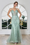 Prom Dresses Prom Mermaid Formal Long Corset Beaded Dress Sage