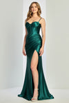 Prom Dresses Long Pleated Formal Slit Prom Dress Emerald