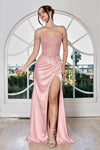 Prom Dresses Prom Long Corset Evening Formal Slit Dress Blush