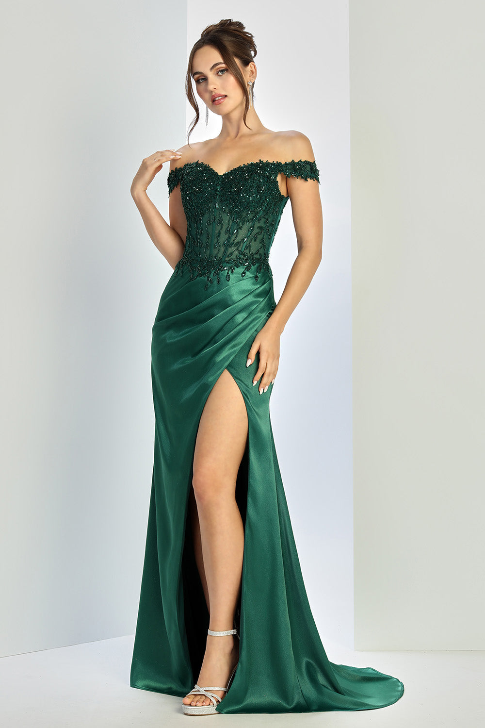 Prom Dresses Prom Long Corset Evening Formal Slit Dress Emerald