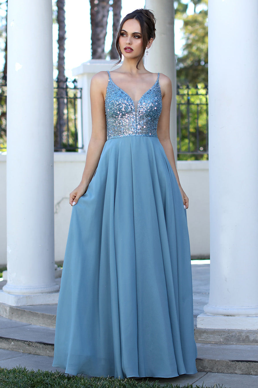 Prom Dresses Prom Long A Line Formal Sequin Dress Sea Blue