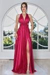 Prom Dresses Glitter Long Formal A Line Prom  Dress Fuchsia