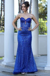 Prom Dresses Fitted Prom Long Formal Glitter Evening Dress Royal Blue