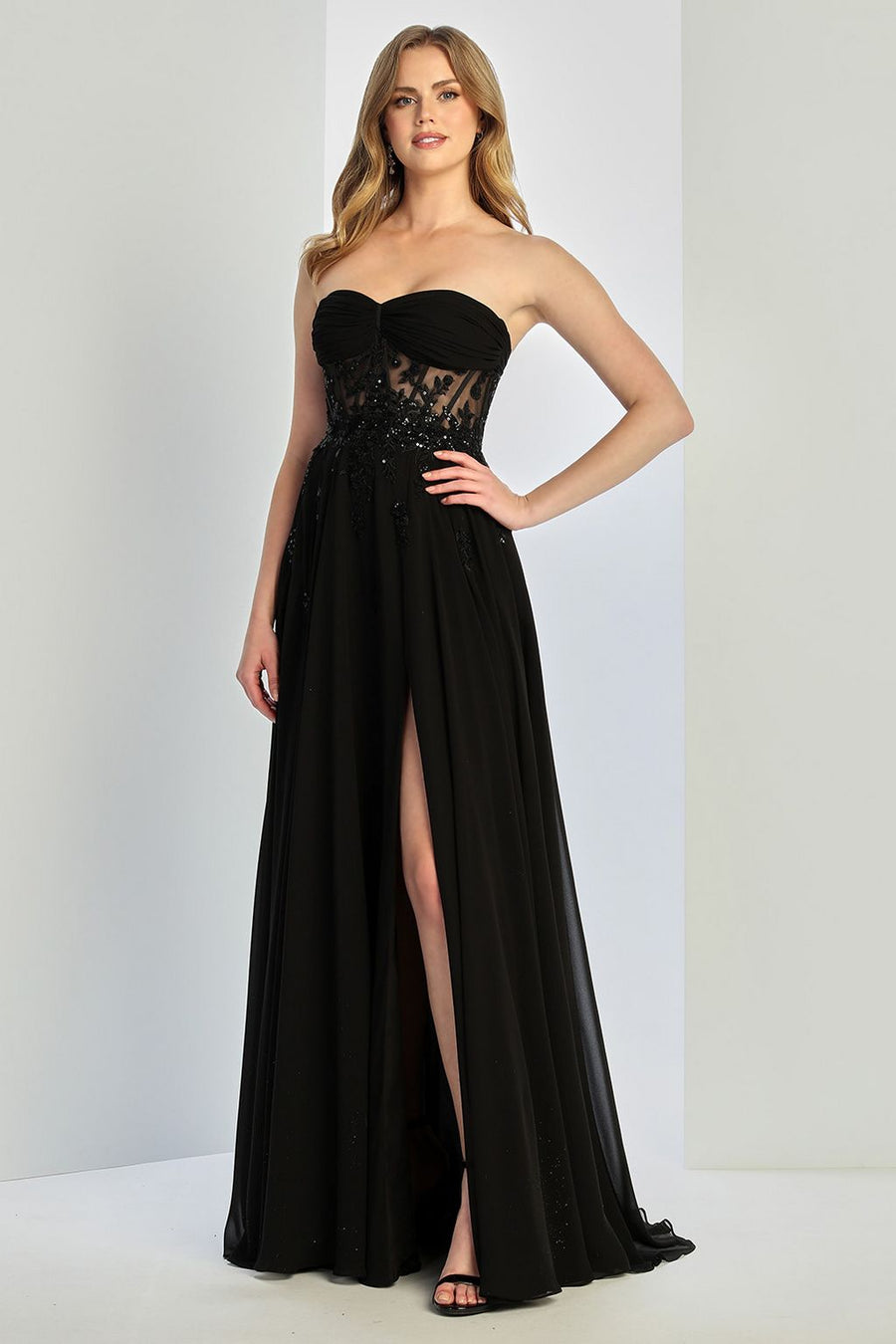 Prom Dresses Prom Long A Line Corset Slit Formal Dress Black